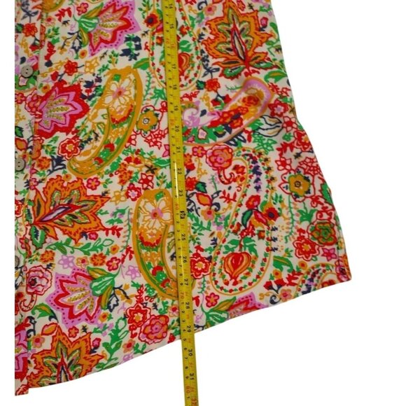 Cynthia Rowley Womens Floral Paisley Blouse 1X Button Back Lightweight Rayon Top - Picture 8 of 8